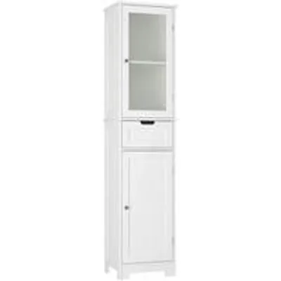 Immagine prodotto di Mobile da bagno indipendente bianco con cassetti e ante, 40x30x170 cm, regolabile