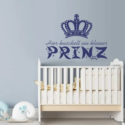 Produktbild von Wandtattoo - Wandaufkleber - Wandtattoo "Kuschel Prinz" - 78cm x 58cm königsblau - Dekoration Küche Wohnzimmer Wand