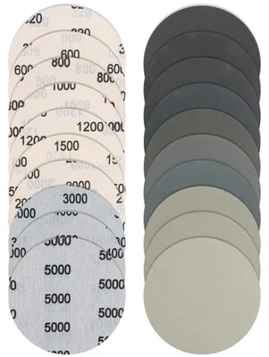Obrázok produktu pre Brúsny papier 125 mm, 36 kusov, mokrý a suchý, rôzne zrnitosti 320-5000, pre drevo a kov