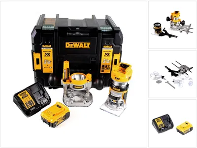 Image de DeWalt DCW 604 P1 Fraiseuse combinée sans fil 18V 55mm + 1x batterie 5,0Ah + chargeur + TSTAK