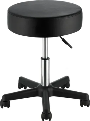 Produktbild von Rollhocker mit Rollen, 181 kg Gewichtskapazität, Höhenverstellbar, Hocker mit Ultradickem Sitzkissen, Drehhocker für Salon, Bar, Zuhause, Büro, Medizin, Massage, Schwarz