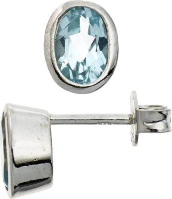 Produktbild von Ohrstecker Stecker mit Topas Blautopas 925 Silber Ohrschmuck rund