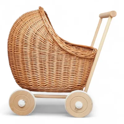 Zdjęcie produktu dla WikliBOX - Wiklinowy wózek dla lalek pchacz naturalny Dumpy45x30xH48 cm