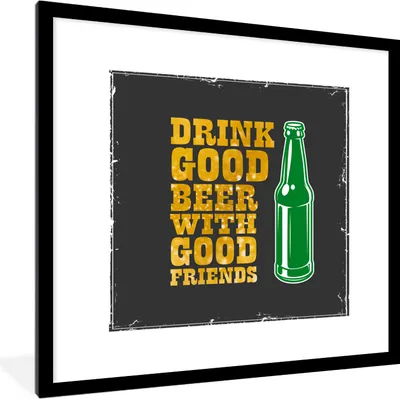 Produktbild von MuchoWow® MuchoWow® Gerahmtes Poster Mancave - Bier - Flasche - Zitate - Vintage 40x40 cm - Poster mit zchwarzem Bilderrahmen - Poster - Plakat im Rahmen
