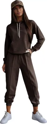 Produktbild von Damen Freizeitanzug Hausanzug Homewear Jogginganzug, Schokobraun S/36
