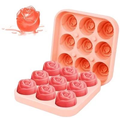 Eiswürfelform aus Silikon, 9 Fächer, mit Deckel, groß