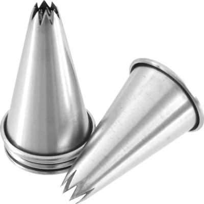 Produktbild von FMprofessional Sterntüllensatz, Geschlossene Sterntülle aus Edelstahl, Backzubehör zum Dekorieren (Farbe: Silber), Menge: 1 x 5 Stück