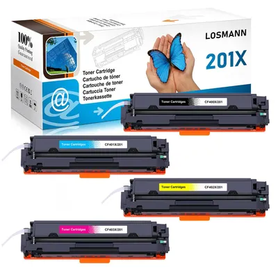 Produktbild von LOSMANN 4X Toner Kompatibel für HP CF400X CF401X CF402X CF403X 201X 201A CF400A für HP Color LaserJet Pro M252dn M252dw M252n M270 Series M274dn M274n MFP M270 Series MFP M277c6 MFP M277dw MFP M277n