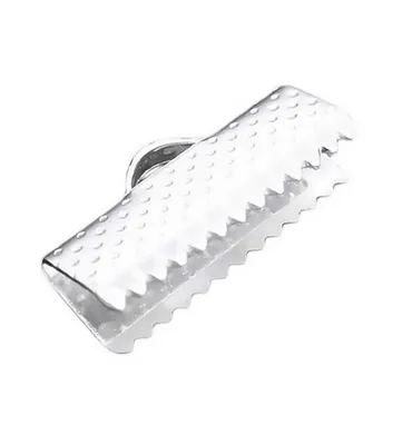Produktbild von 20 Endstücke Bandklemmen Klemmbleche Kappen f Bänder, flach, Größenwahl Farbwahl, Farbe:silber, Größe:16x8mm