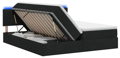 Produktbild von vidaXL LED-Speicherbett mit Matratze Schwarz 200 x 200 cm Stoff