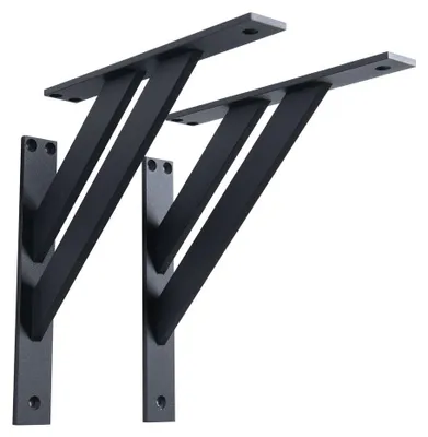 Produktbild von 2x sossai FSHR Design Regalträger in Schwarz 240x240mm Regalwinkel Bücherregal Konsole Regal Halter