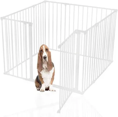 Produktbild von Famanu Haustierlaufstall - Modulares Design für Hunde und Welpen - 105cm x 105cm - Weiß