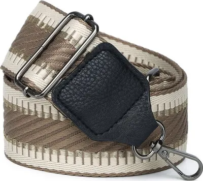 Zdjęcie produktu dla Płócienny pasek Eleganci z regulowanym paskiem na ramię, długość 140 cm, szerokość 5,5 cm, brązowy, do torebek damskich