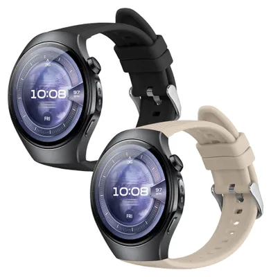 Produktbild von kwmobile 2x Uhrenarmband für Huawei Watch 5 42mm Armband - Fitnesstracker Band Set aus TPU Silikon - Ersatzarmband Smartwatch - Schwarz Beige