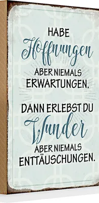 Produktbild von Holzschild Spruch 20x30cm habe Hoffnungen nie Erwartungen