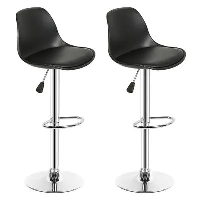 Produktbild von 2er Set Barhocker Barstuhl Bistrohocker aus Kunstleder höhenverstellbar drehbar Schwarz