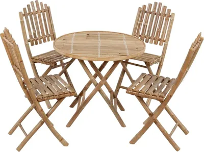 Produktbild von vidaXL 5-tlg. Garten-Essgruppe mit Kissen Klappbar Bambus