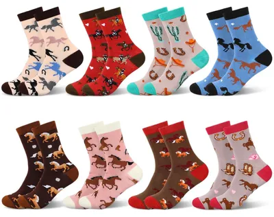 Productafbeelding van Set van 8 Paartjes Kerstmis Sokken voor Paardliefhebbers
