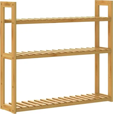 Produktbild von CASARIA® Badregal Holz Schwebend Küche 3 Ablagen 30kg Belastbar Regal 60x54cm Schmal Badezimmerregal Verstellbare Böden Wandregal Standregal Bambus