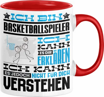 Produktbild von Basketballspieler Geschenk Kaffee-Tasse Geschenkidee für Basketballspieler Ich Bin Basketballspieler Ich Kann Es Dir Erklären Jedoch Nicht Für Dich Verstehen Spruch Lustig (Rot)