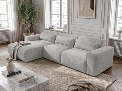Produktbild von AX LIVING Wohnlandschaft mit Schlaffunktion Ruyam Schlafsofa Hellgrau L