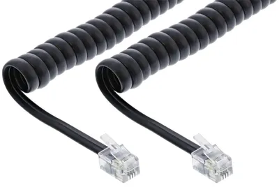 Zdjęcie produktu dla InLine® 18893 Kabel spiralny, wtyczka RJ10, maks. 2 m, czarny
