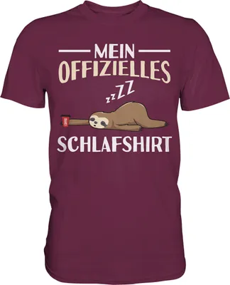 Produktbild von Offizielles Schlafshirt Nachthemd Schlafanzug Pyjama Faultier T-Shirt – Burgundy / L