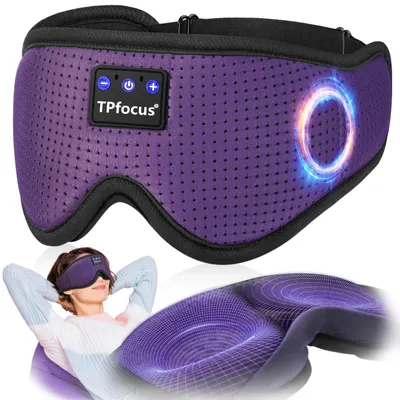 Produktbild von Schlafmaske mit Bluetooth ASMR kabellose Musik Schlafmaske Ultraweiche KopfhörerU Seitenschläfer Büro Reisen Geburtstag für Männer Frauen 3D Lila