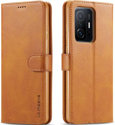 Image de Etui pour Xiaomi 11T / 11T Pro, étui en cuir avec fermeture magnétique et support, étui de protection Jaune