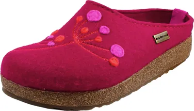 Produktbild von Haflinger Damen Hausschuh Stickerei Pantoffel Filz Grizzly Amaya 751009, Größe:38 EU, Farbe:Rot