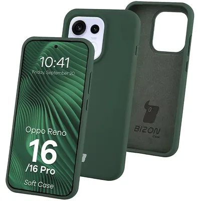 Produktbild von Silikon Handyhülle für Oppo Reno16 / Reno16 Pro 5G, Bizon Soft Case, Dunkelgrün