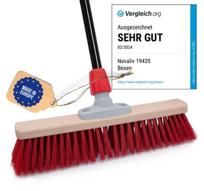 Produktbild von Novaliv Straßenbesen mit Stiel draußen 40 cm Elaston Borsten Ideal als Besen draußen Gartenbesen mit Stiel harte borsten Terassenbesen Hofbesen Stallbesen Kehrbesen Industriebesen Outdoor broom