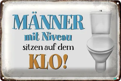 Produktbild von Blechschild Spruch 30x20cm Männer mit Niveau sitzen auf Klo