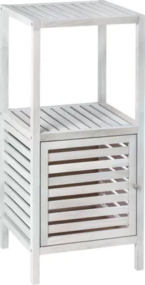 Produktbild von WENKO Regal Holz Tür NORWAY 2 Ablage Böden Weiß Stauraum Bad Unter Schrank WC