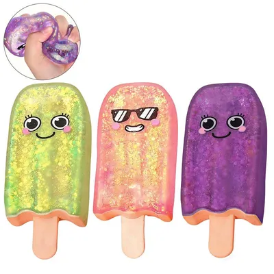 Produktbild von 3er Set Eiscreme Squishy Stressball, Anti-Stress Spielzeug für Kindergeburtstag, Schule, Büro & Erwachsene