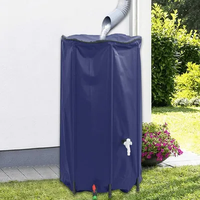 Immagine prodotto di Serbatoio portatile da 380 litri, pieghevole - Contenitore per la raccolta dell'acqua piovana di grande capacità, dotato di rubinetto e struttura robusta