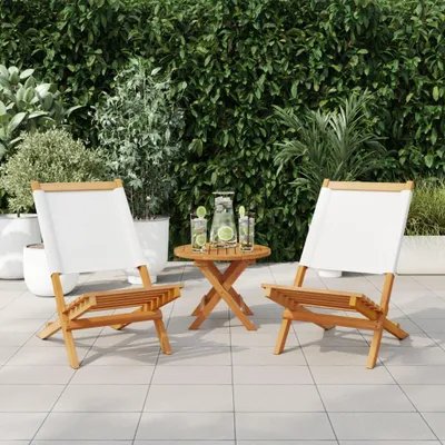 Produktbild von vidaXL Gartenstühle 2 Stk. Weiß Massivholz Akazie & Stoff