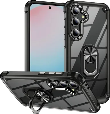 Produktbild von Samsung Galaxy S25 FE Hülle - Coverup ShockProof Transparent Ring Kickstand Back Cover - Schwarz