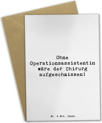 Produktbild von Mr. & Mrs. Panda Grußkarte Spruch Operationsassistentin Wichtigkeit - Weiß - Geschenk, Unterstützung, Empathie, osterkarten, weihnachtskarten, Berufspassion, Berufsleben