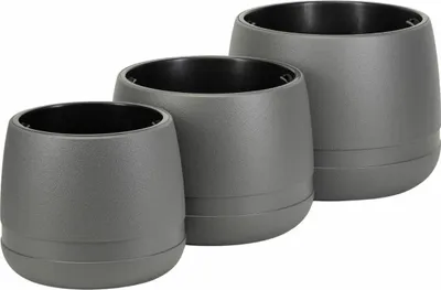 Immagine prodotto di HowHomely | Vasi da fiori - Vasi per piante - Grigio - Set da 3 - Coprivasi - Vasi da giardino - Facili da pulire