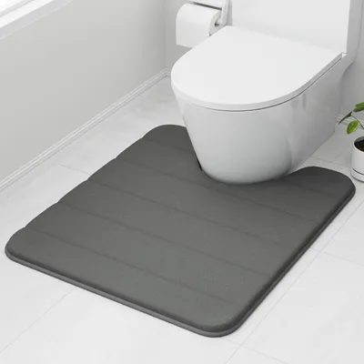 Produktbild von Toilettenmatte aus Memory-Schaum, 50 x 60 cm, Dunkelgrau – Ultraweiche, rutschfeste und superabsorbierende Badezimmermatte