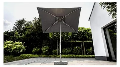 Produktbild von KETTLER EASY PUSH Stockschirm 150 x 210 cm – neigungsverstellbarer Sonnenschirm aus Aluminium und Polyester mit Teflon™-Beschichtung – Mittelmastschirm mit UPF 50+ Sonnenschutz – silber/charcoal
