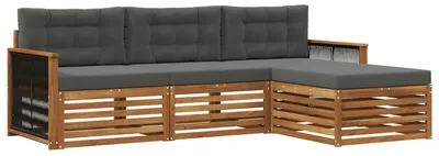 Produktbild von vidaXL Outdoor-Sofagarnitur 4 stk. Natur und Anthrazit