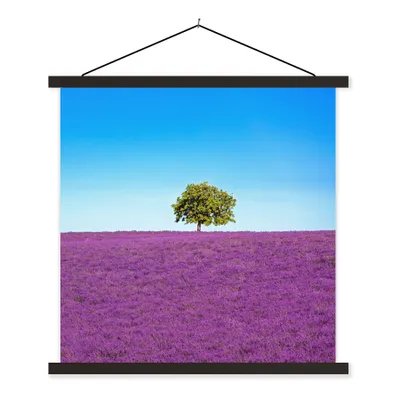 Produktbild von MuchoWow® Textilposter Baum - Lila - Himmel - Lavendel 60x60 cm mit schwarzem Rahmen - Posteraufhänger