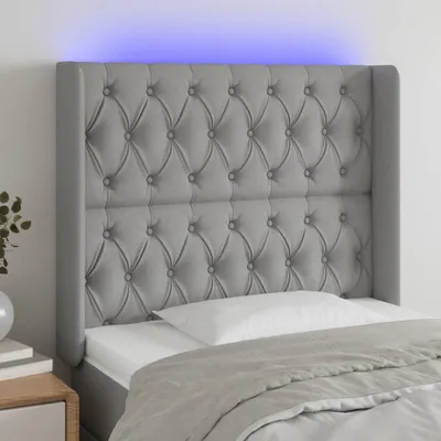 Produktbild von The Living Store LED Kopfteil Hellgrau 103x16x118/128 cm Stoff