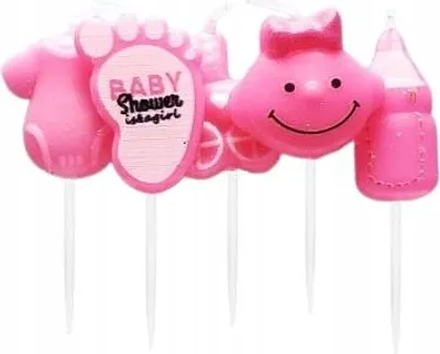 Zdjęcie produktu dla Świeczki Dla Dziewczynki Urodziny Baby Shower Girl Zestaw Dekoracja 5szt.