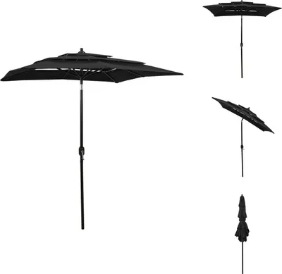 Produktbild von vidaXL Sonnenschirm mit Aluminium-Mast 3-lagig Schwarz 2x2 m - Sonnenschirme & Sonnenschutze