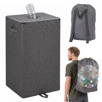 Produktbild von Flaschenkorb Pfandflaschen Sammelbehälter 100L Flaschensammler Leergut Aufbewahrung mit herausnehmbarem Rucksack-Innenbeutel für Küche und Recycling