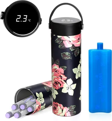 Immagine prodotto di Borsa termica isolante con indicatore di temperatura, ideale per viaggi, adatta per 1-5 penne, fiori
