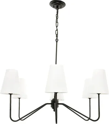 Produktbild von Kronleuchter Simple Plus - Schwarz Modernes Design Weißer Lampenschirm Elegante Pendelleuchte Hängeleuchte Stilvolles Hochwertige